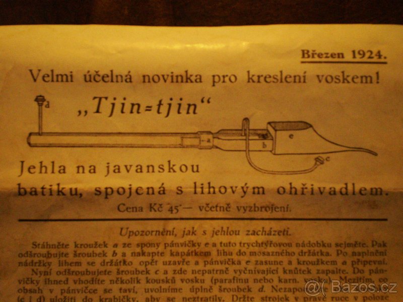 Jehla na javánskou batiku, 1924 - 6