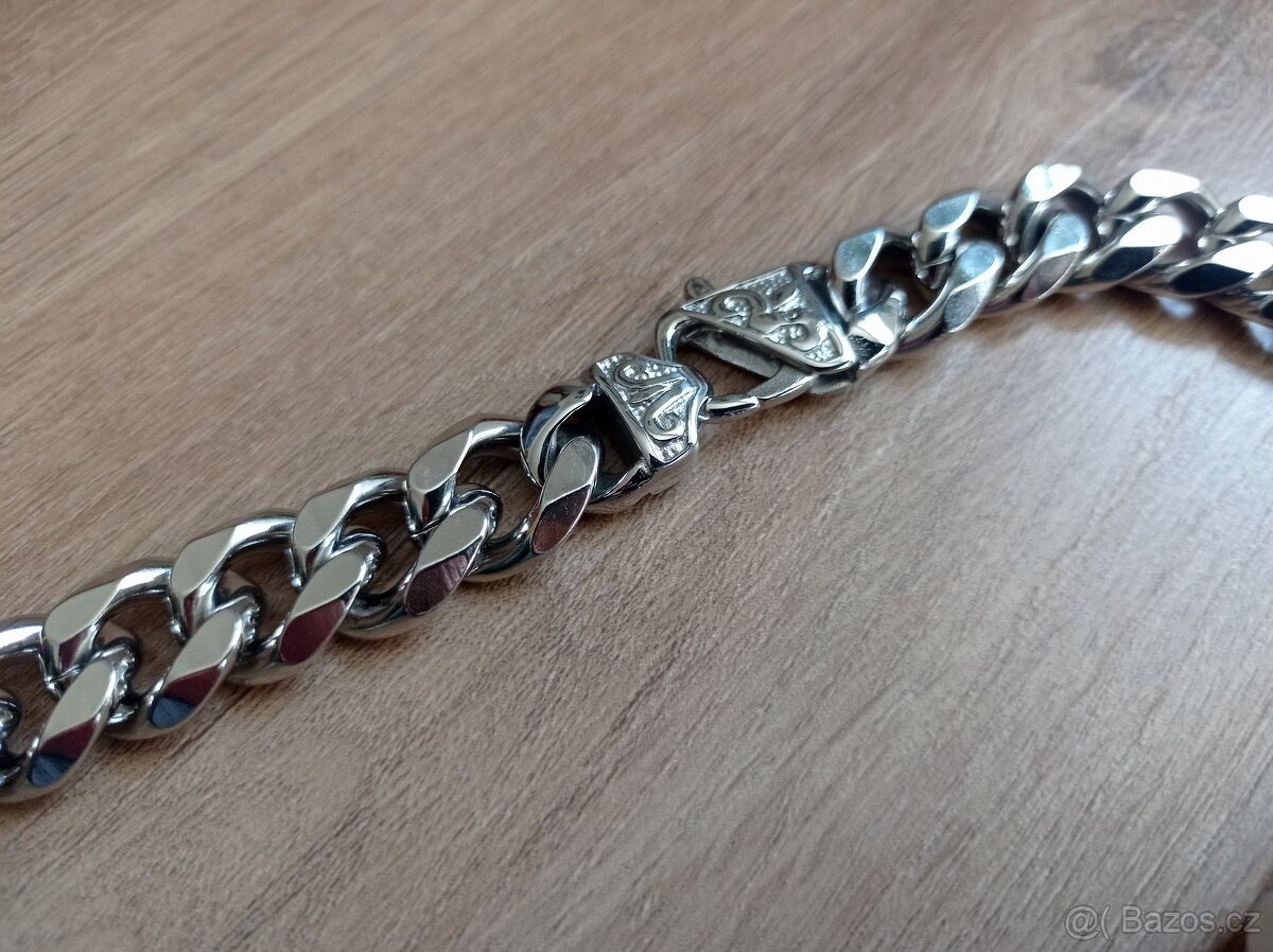 NOVÝ masivní pánský náhrdelník Pancer Silver steel š. 15 mm - 6