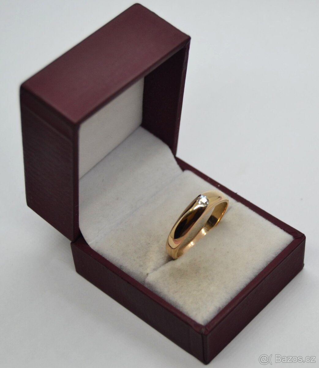 Zlatý prsten s briliantem 0.16 ct - 6