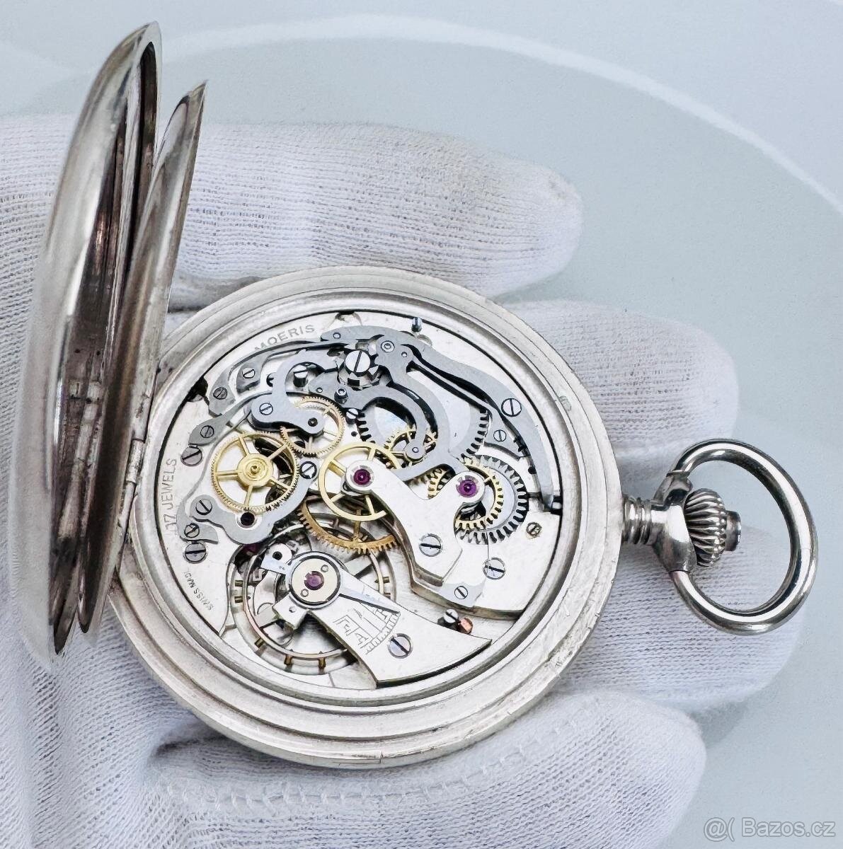 NÁDHERNÝ PÁNSKÝ CELO STŘÍBRNÝ CHRONOGRAF MOERIS - 6