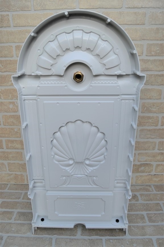 Zahradní kovová výlevka - kašna 83 cm MUŠLE - bílá - 6