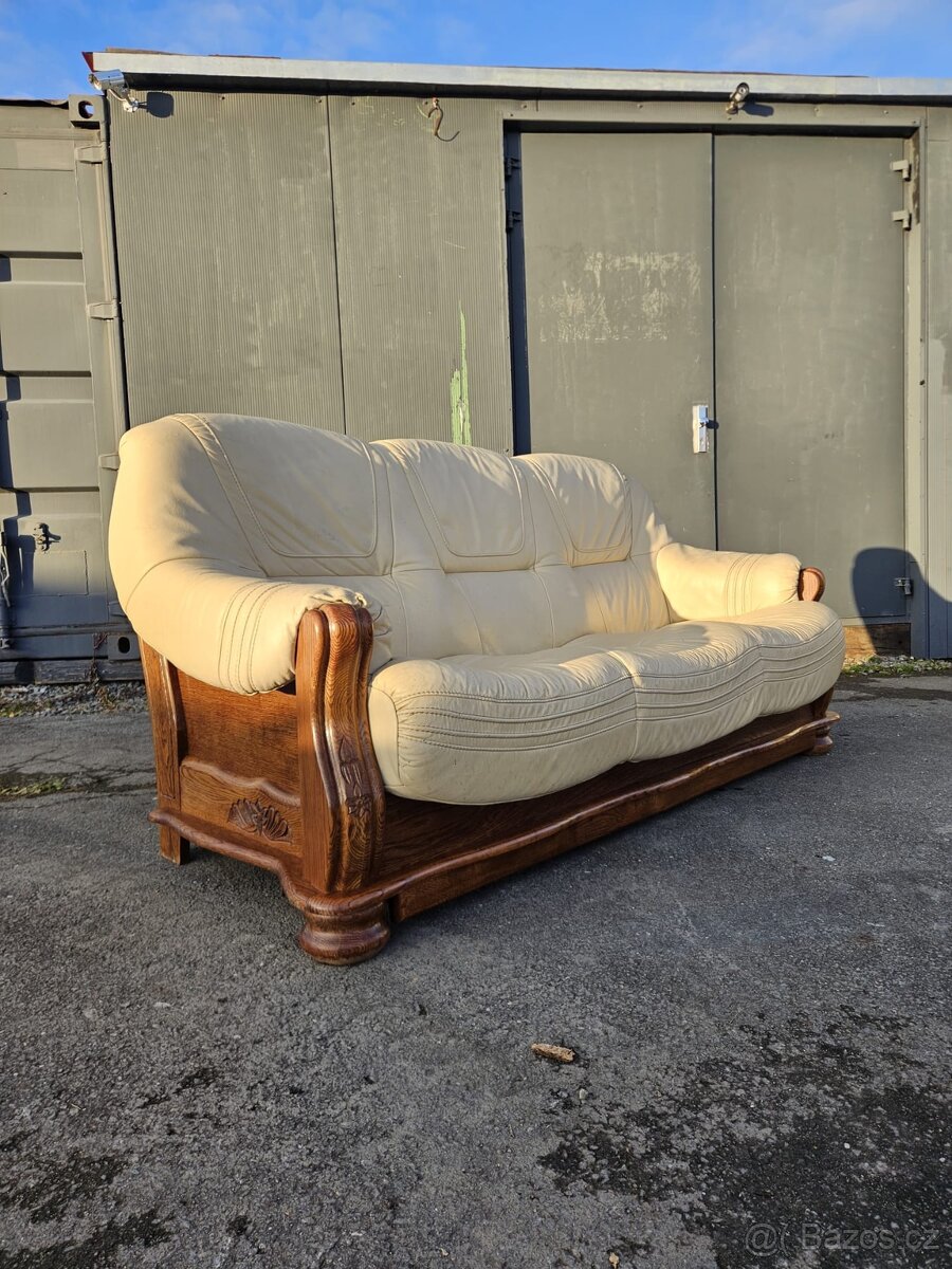 Sedačka kožená, třímístná - 6