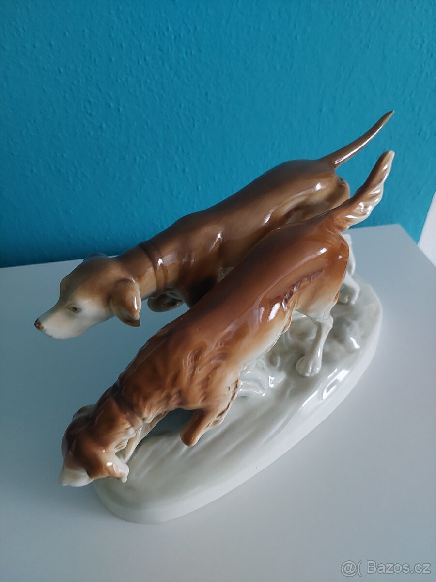 Retro porcelanova soska lovecti psi ROYAL DUX - 6