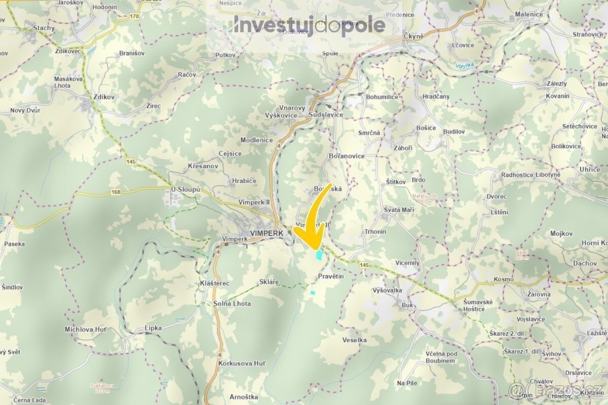 Prodej komerčního pozemku 5 164 m², Vimperk - Pravětín - 6