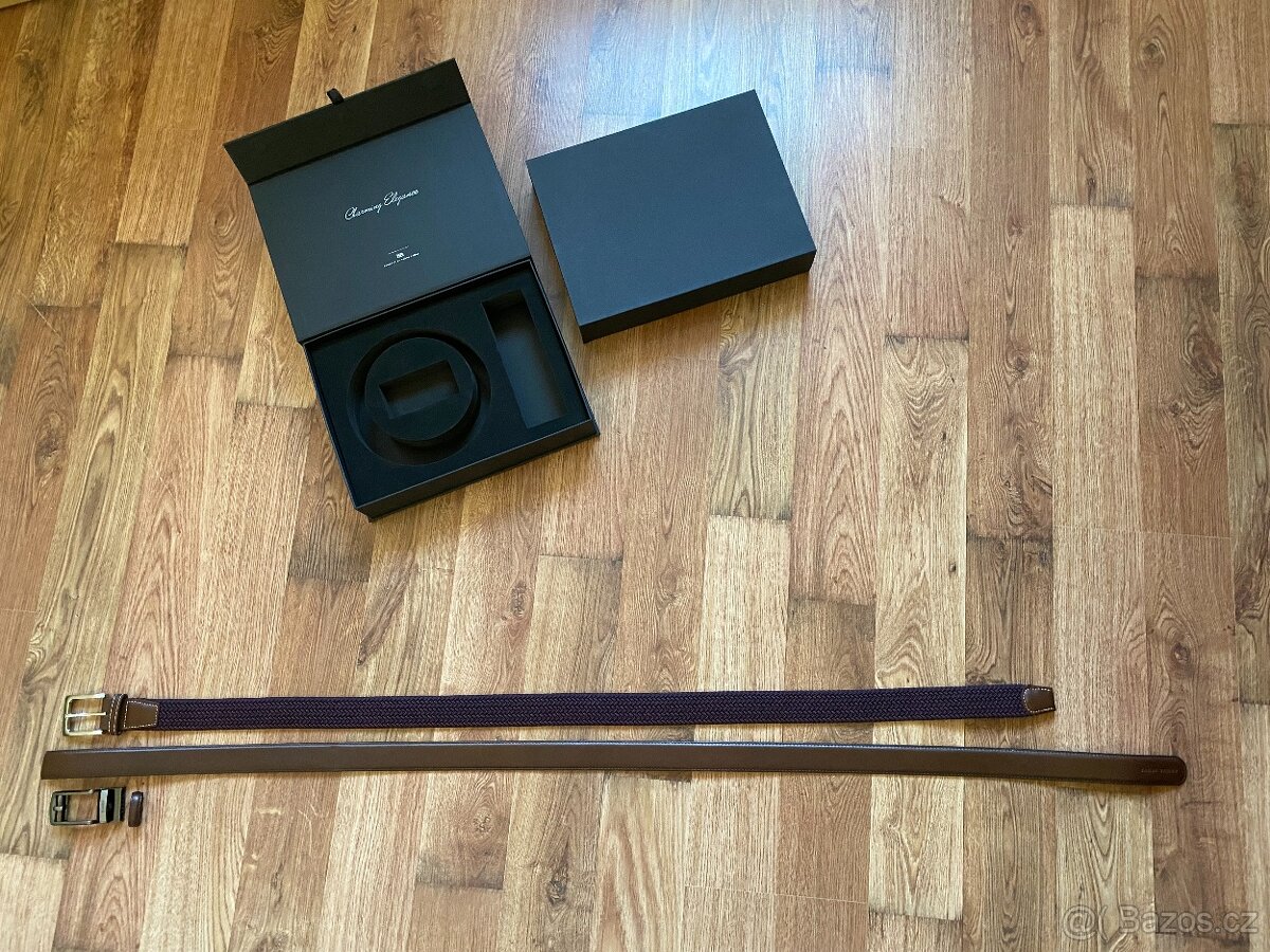 Nový dárkový set opasků BANDI - hnědý kožený, vínový pružný - 6