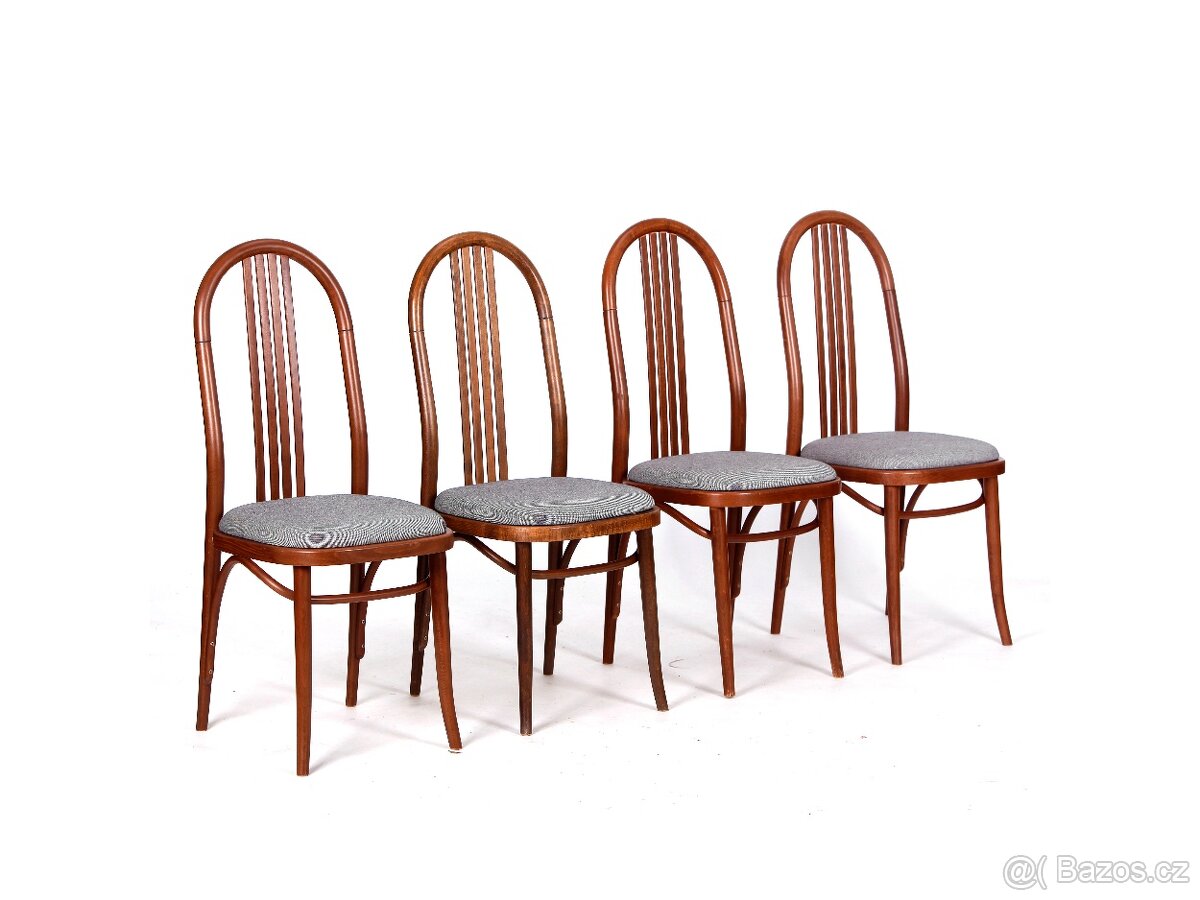 4x jídelní židle TON s vysokým opěradlem, TOP stav. - 6