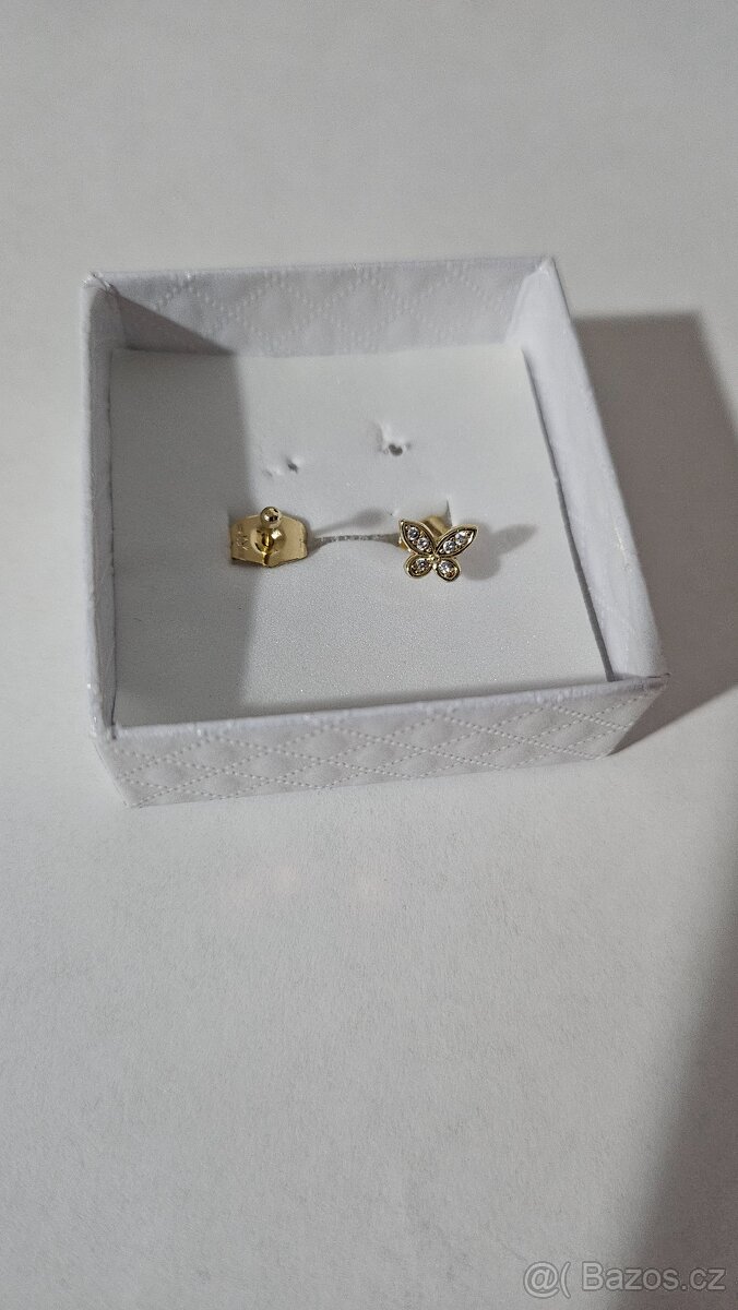Náušnice motylci pozlac.14K - 6