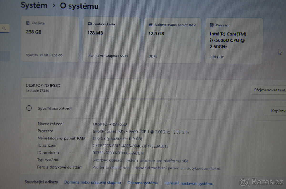 Dell latitude 7250 i7/12GB/SSD 256GB/záruka - 6