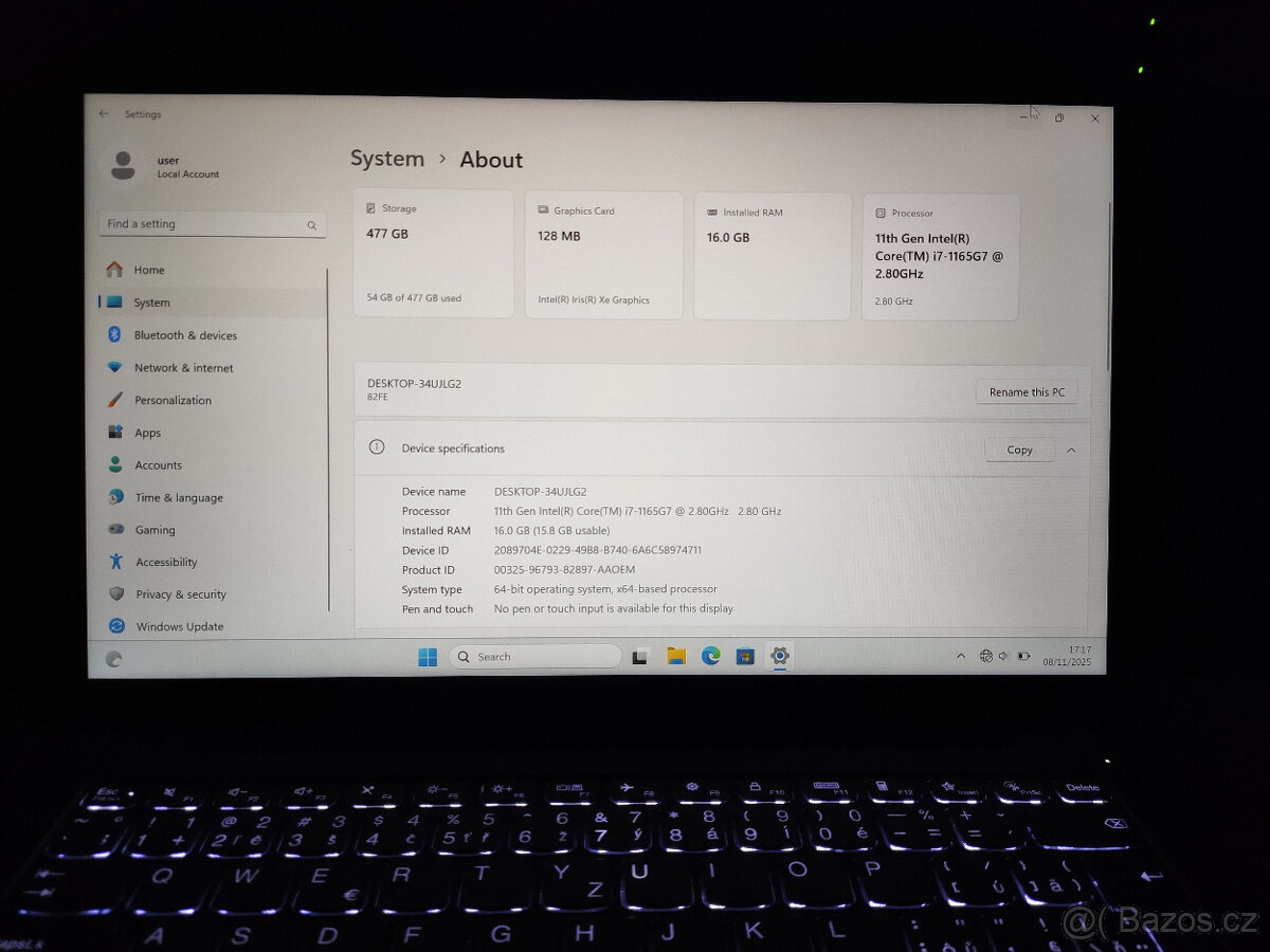 14" ultrabook Lenovo Intel i7-1165G7. Sleva 500 Kč je možná - 6