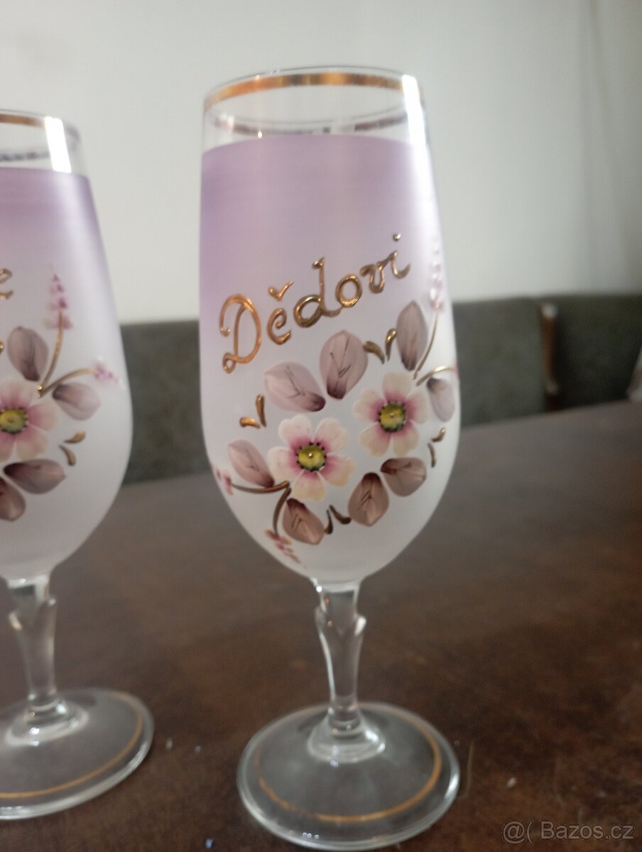Sklenice malované, zlacené - 6