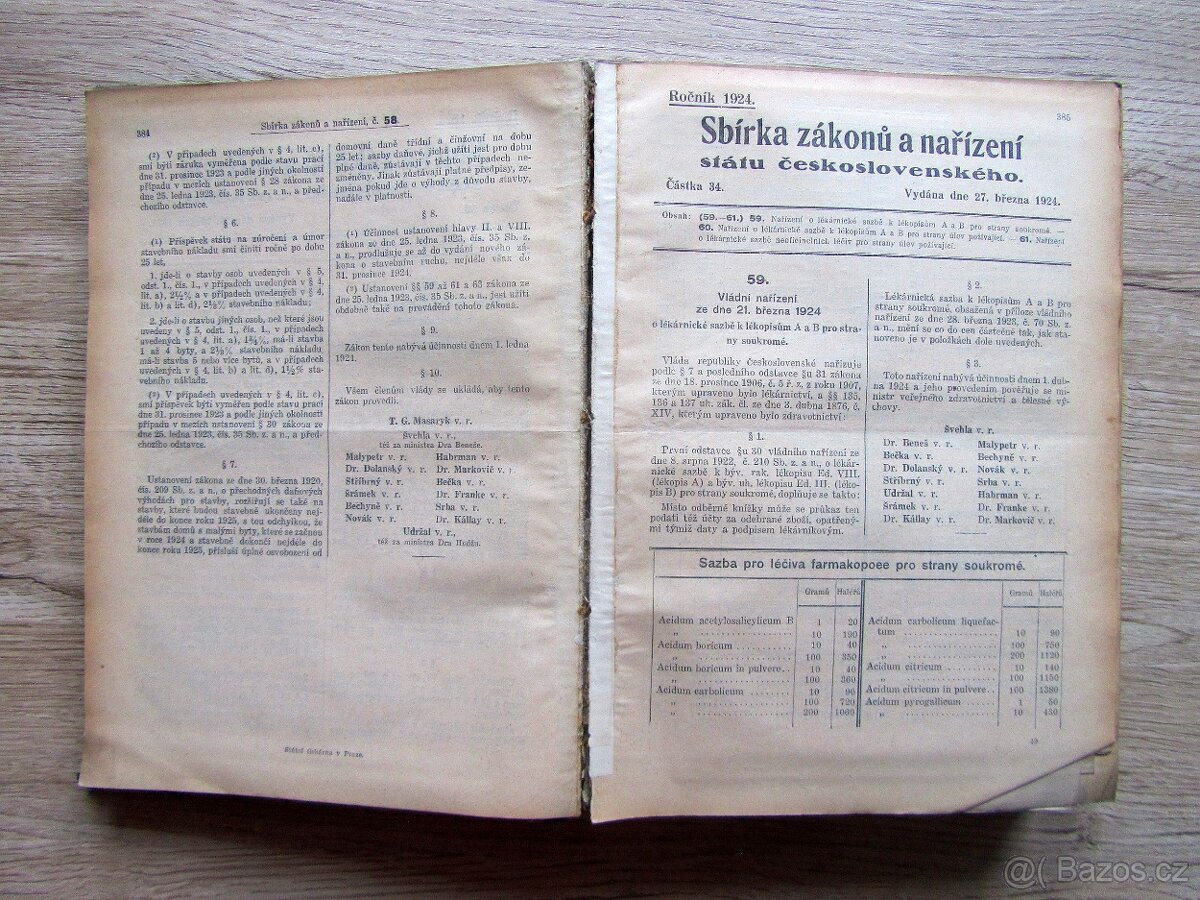 Sbírka zákonů a nařízení 1924 – prodej sbírky starých knih. - 6