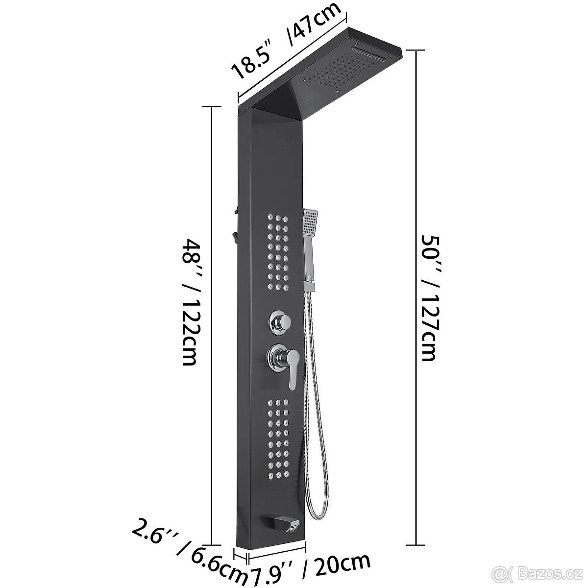 Hydromasážní sprchový set 5v1, černý - 6