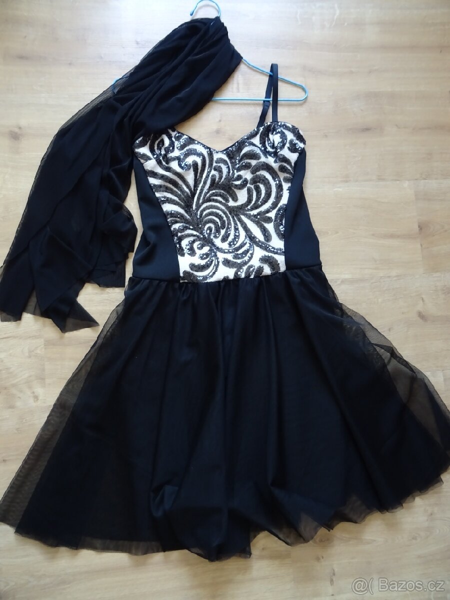 Černé plesové šaty s flitry - 6