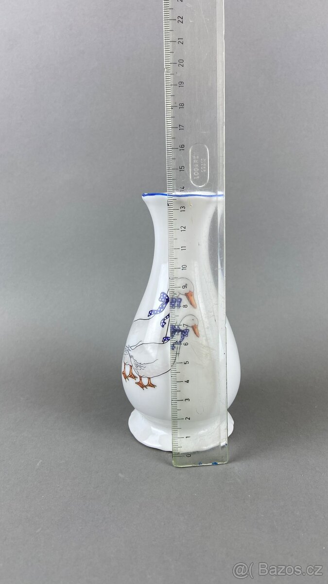 Váza s motivem hus, modrá linka, MZ - 6