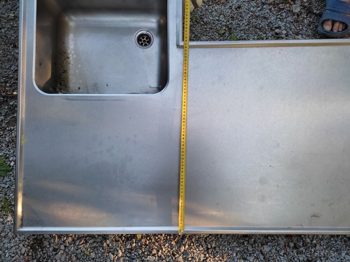 nerezový trojdřez, police na gastro nádoby, dvojdřez - 6