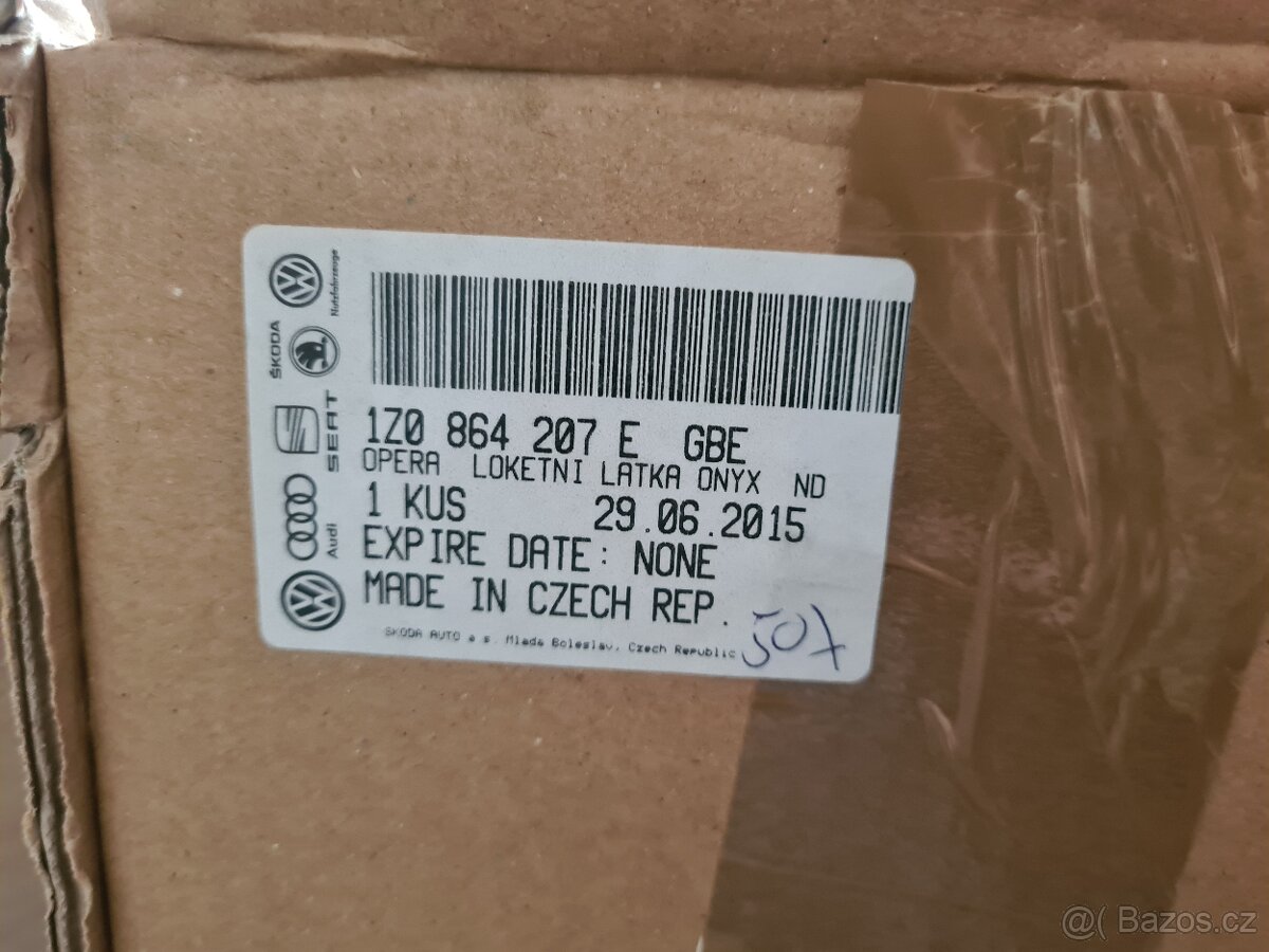 NOVÁ Loketní opěrka Octavia 2 Černá látková - ORIG - 6