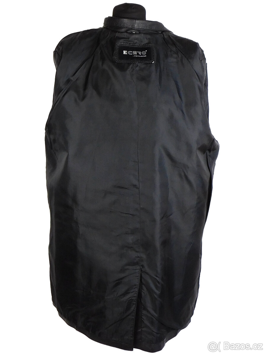 Kožený měkký dámský černý kabát CERO XL - 6