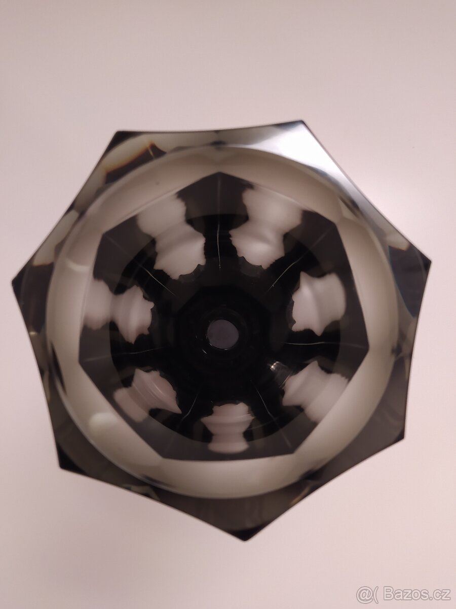 Starožitná skleněná Art Deco hranovaná váza, Rudolf Hloušek - 6