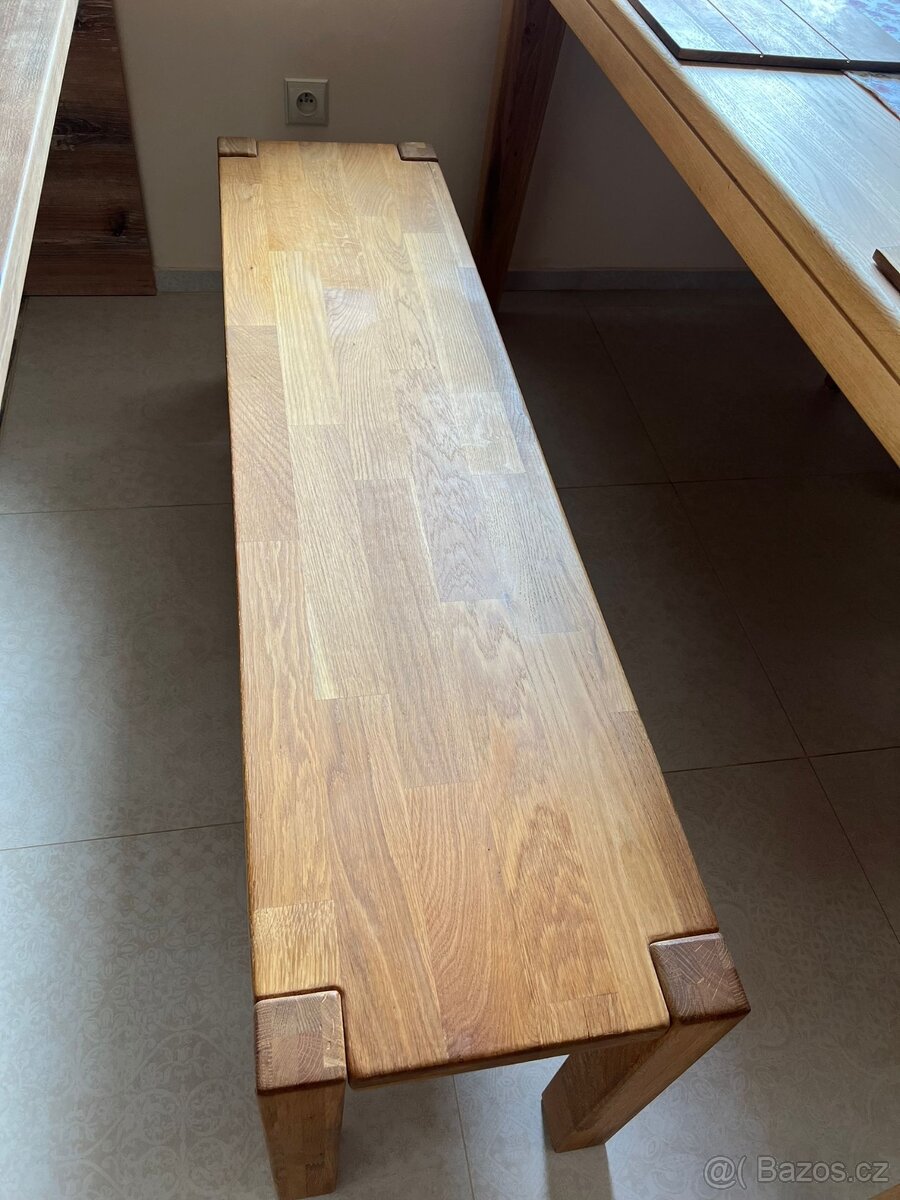 Jídelní sestava: stůl, lavice, židle, materiál dub - 6