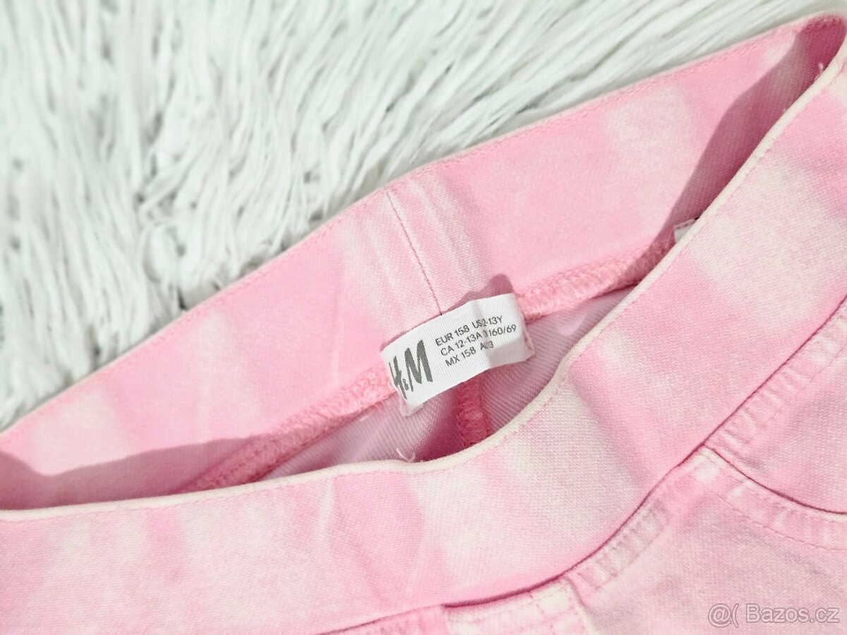 Růžové skinny džeginy, legíny rifle vel 12/13 let - 6