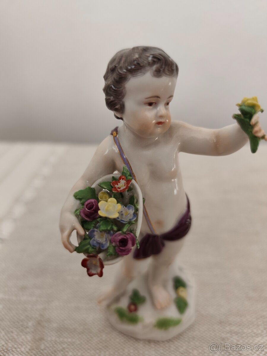Meissen míšeň chlapec s košíkom porcelánová soška 13 cm - 6
