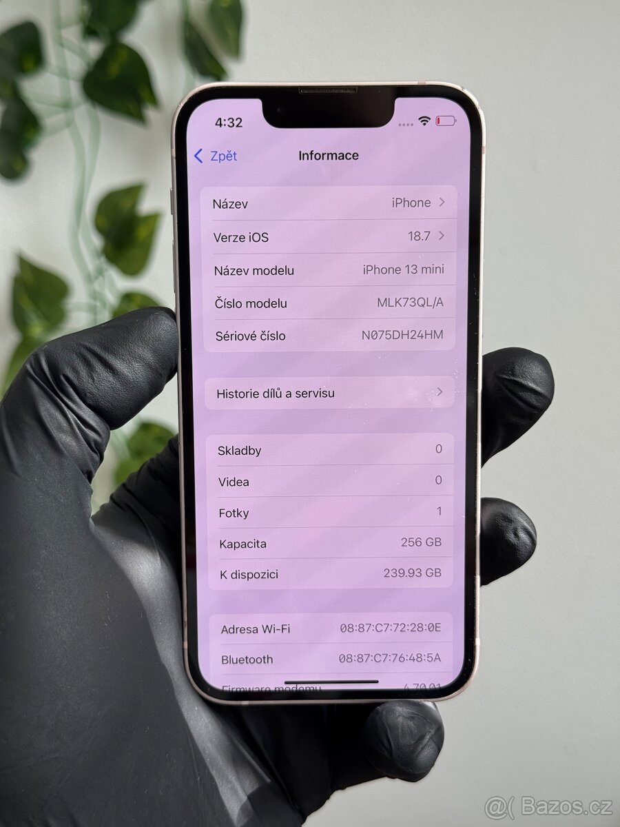 iPhone 13 mini 256GB růžový - 100% baterie - 6