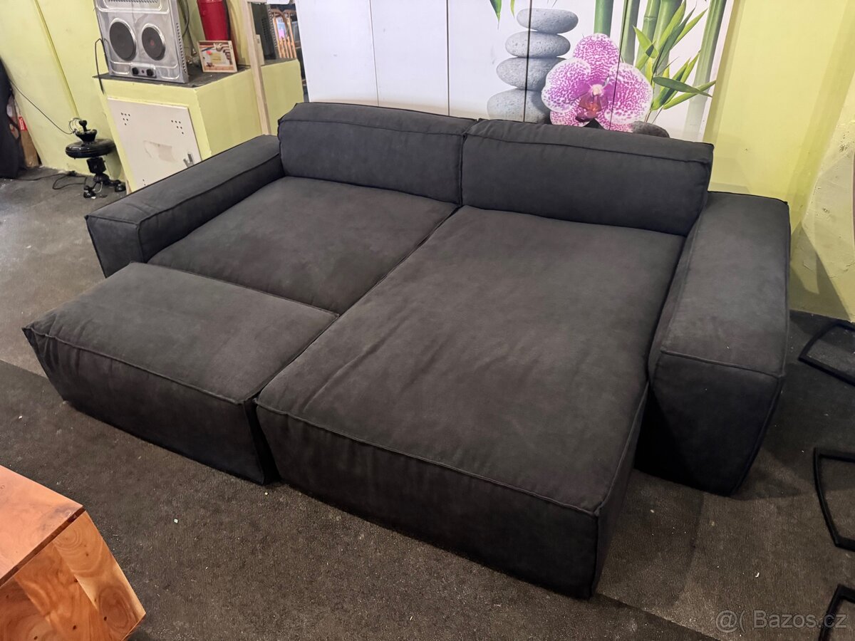 NOVÁ černá Sedací souprava Sirpio 270cm s taburetem - 6