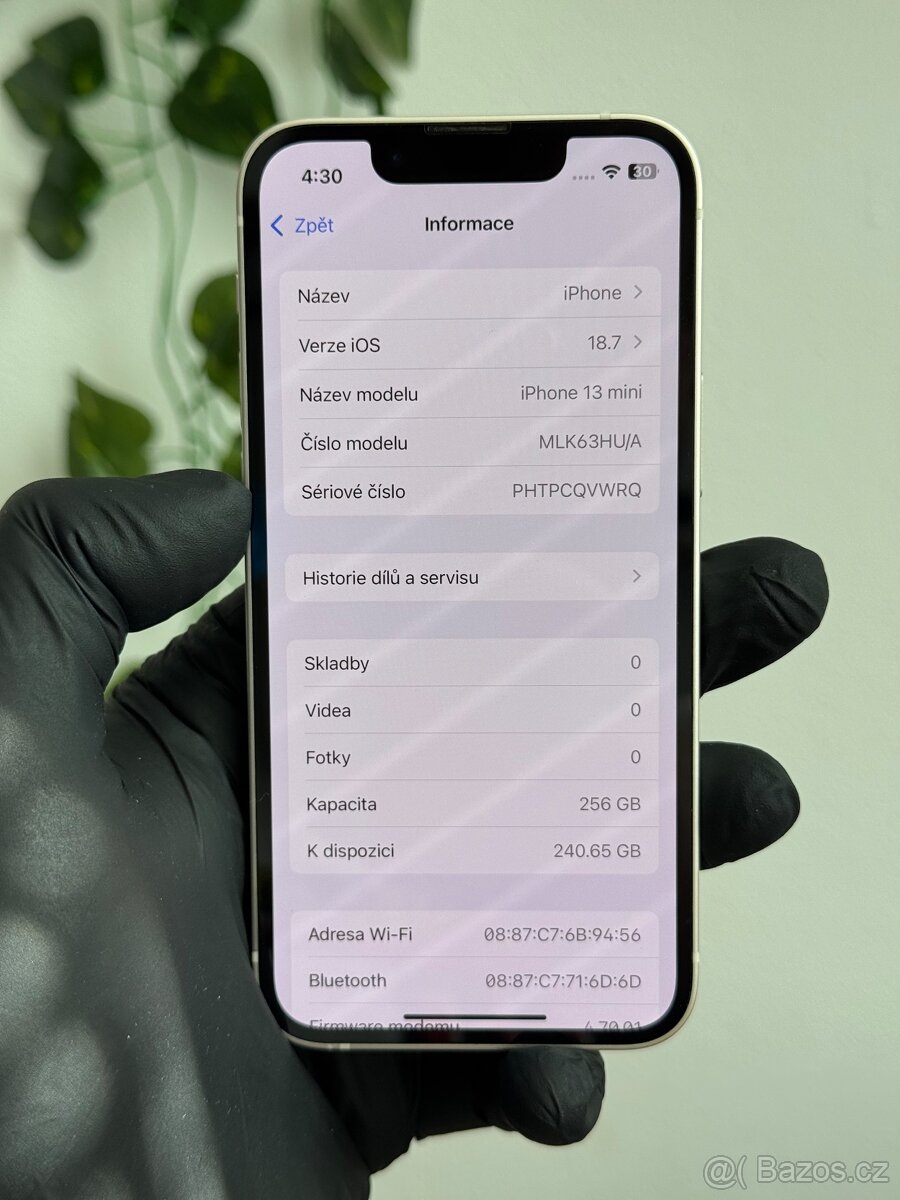 iPhone 13 mini 256GB bílý - 100% baterie - 6
