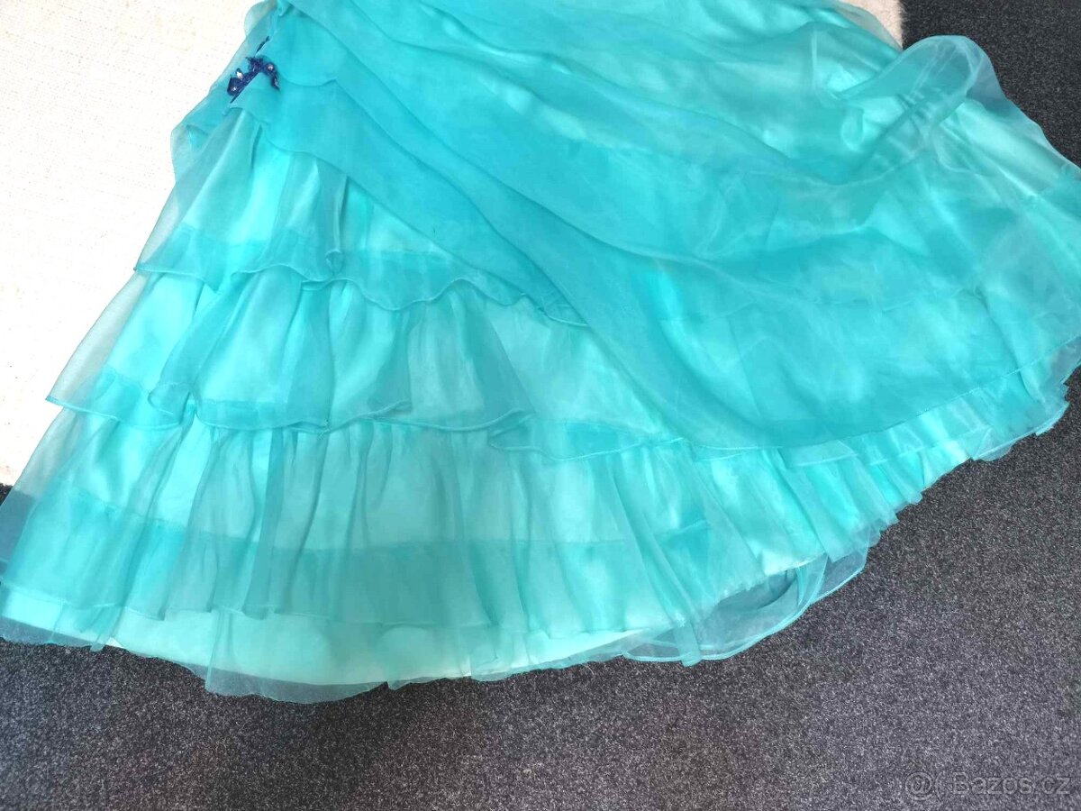 TYRKYSOVÉ PLESOVÉ ŠATY vel.34 - 6