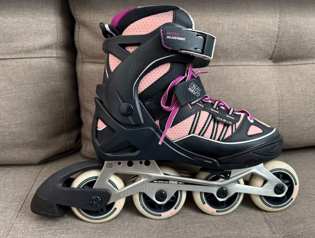 Dětské kolečkové brusle Oxelo FIT 5 – černo-růžové - 6