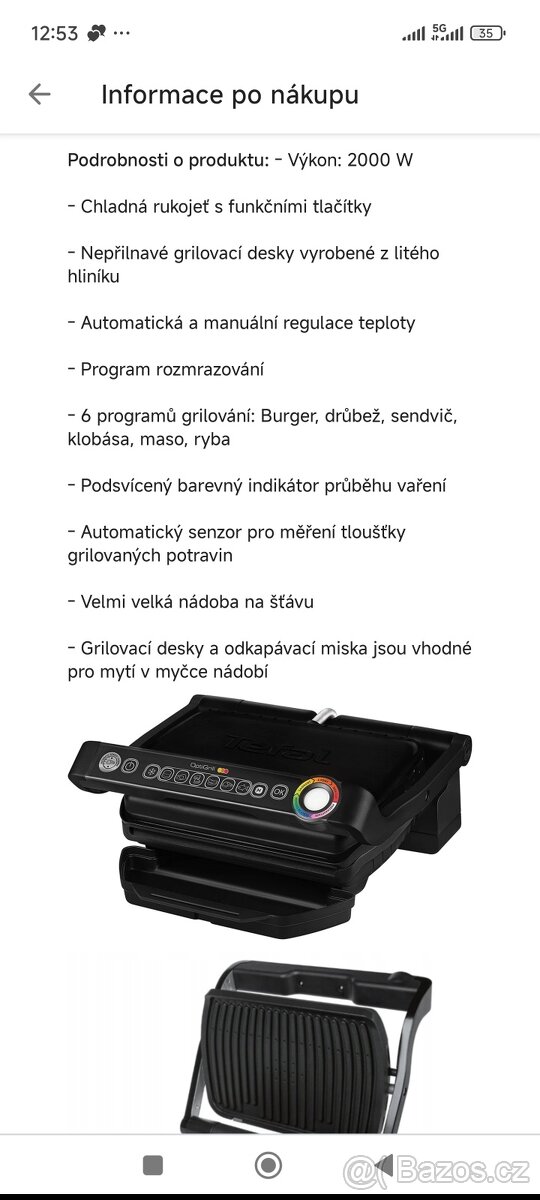 Elektrický gril Tefal OptiGrill GC705816 2000 W - 6