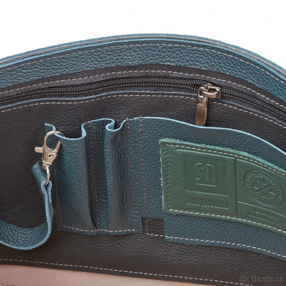 Kožená taška - tmavě zelená - NOVÁ - 6