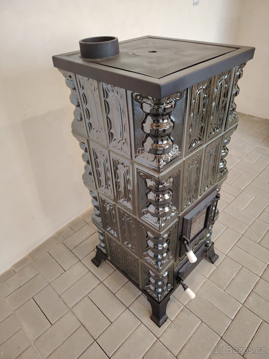 Kachlová kamna sporák Carmen s varnou deskou zelená - 6