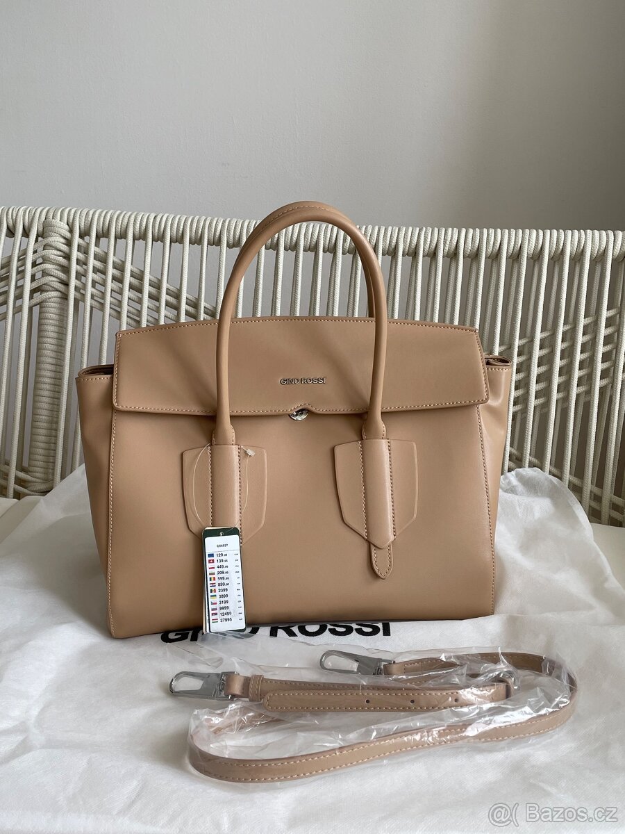 Nová béžová kožená kabelka Gino Rossi - 6