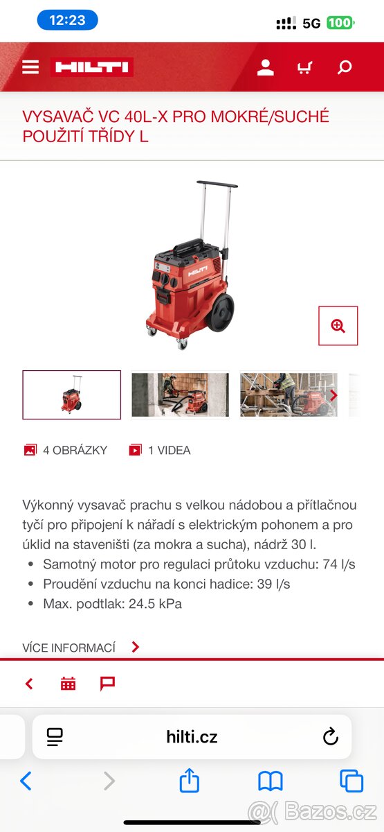 Hilti VC 40 L-X komplet s hadici a hubice s trubicemi - 6