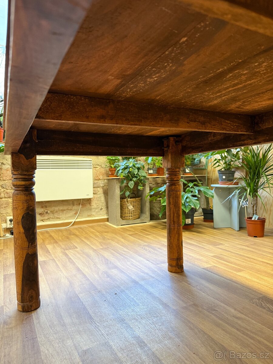 Masivní starožitní jídelní stůl dub - 6