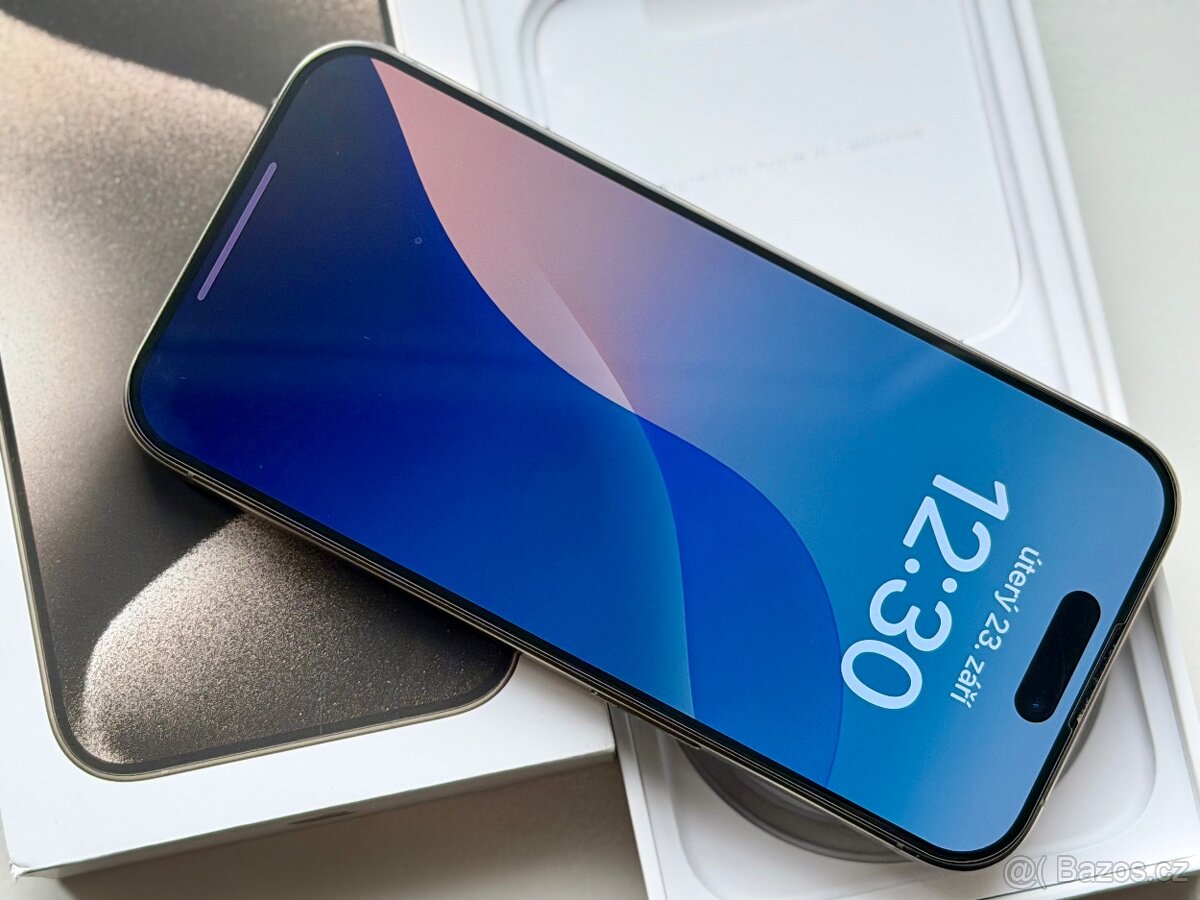 iPhone 15 Pro Natural Titanium BATERIE 100% TOP - 6