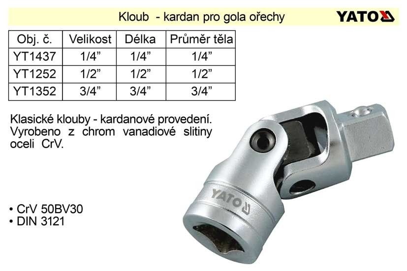 Gola ořechy, hlavice, kované 1/2", 3/4", 1" YATO. - 6