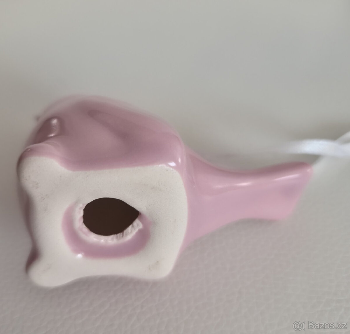 Růžový keramický ptáček dekorace ozdoba zavěšení - 6