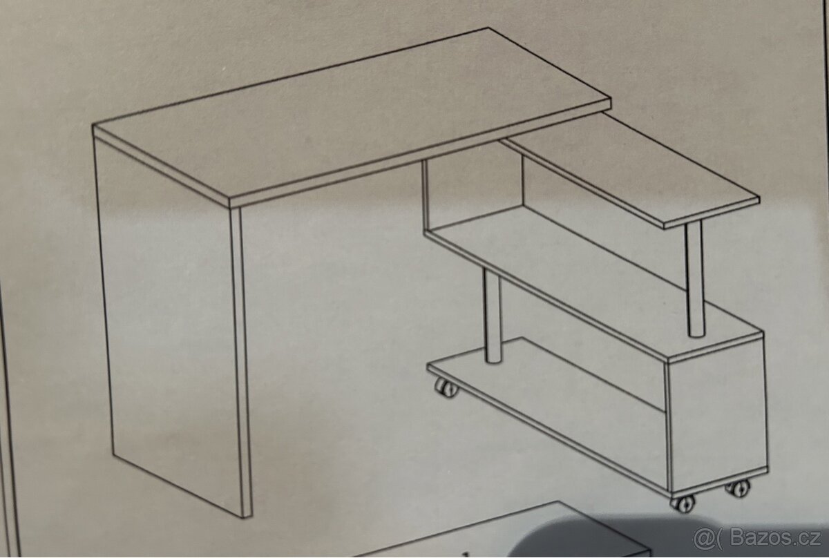 Otočný černý PC stolek - 50x102x75x100cm - 2 ks - NOVÉ - 6