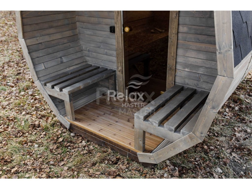 Finská sudová sauna 3 m s terasou - 6