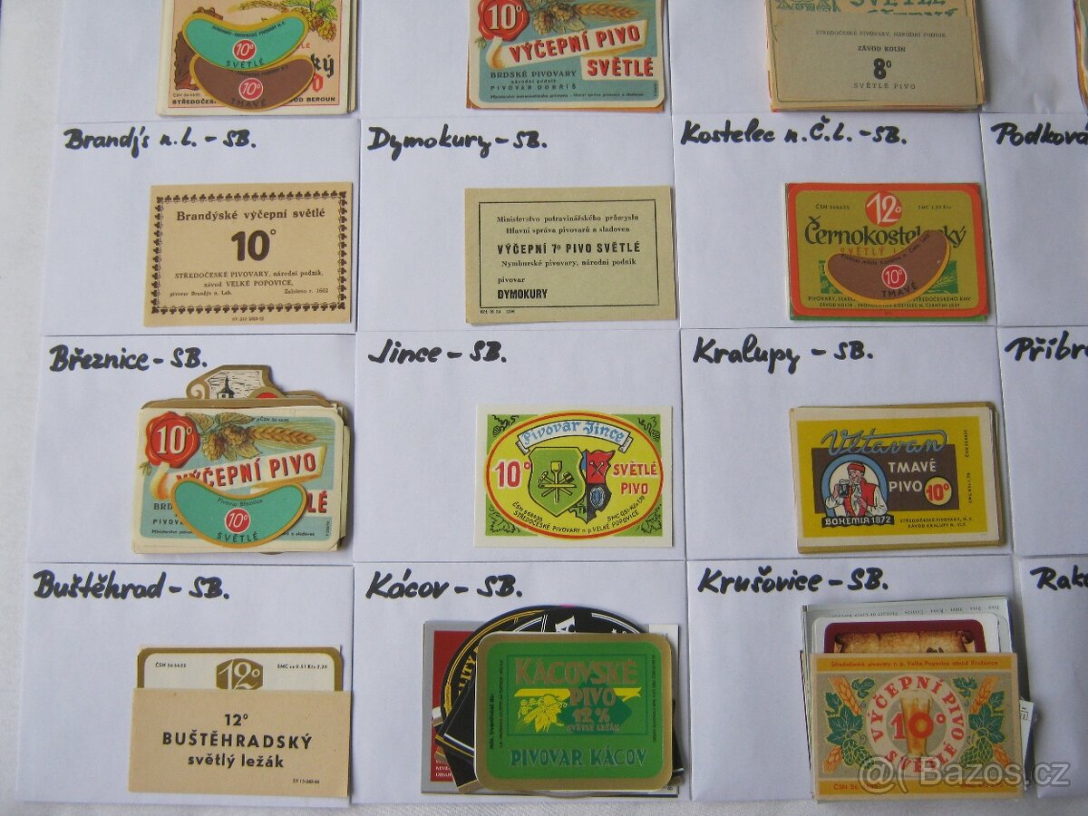 pivní etikety sbírka střední Čechy 24 pivovarů 2500ks - 6