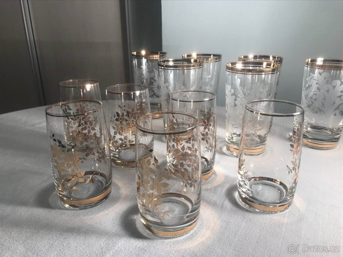 Bohemia Crystal broušené zlacené sklenice - 6