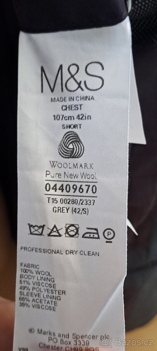 Pánské slim formální sako M&S Man/42S-L/2x58cm - 6