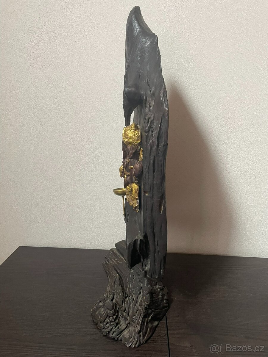 Dřevěná socha Ganéša s držákem na čajovou svíčku - 6