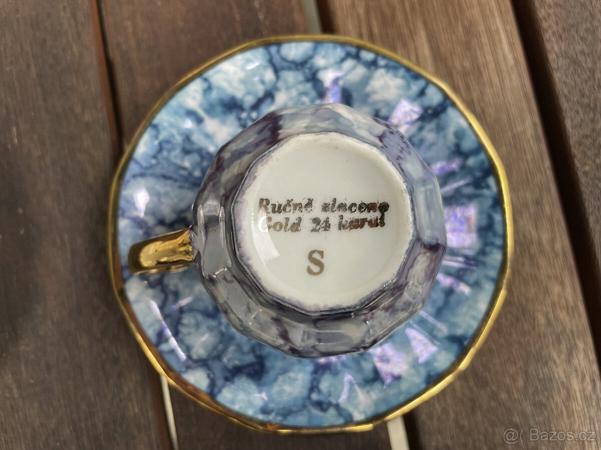 Znač.československý ručně vyráběný malovaný zlacený porcelán - 6