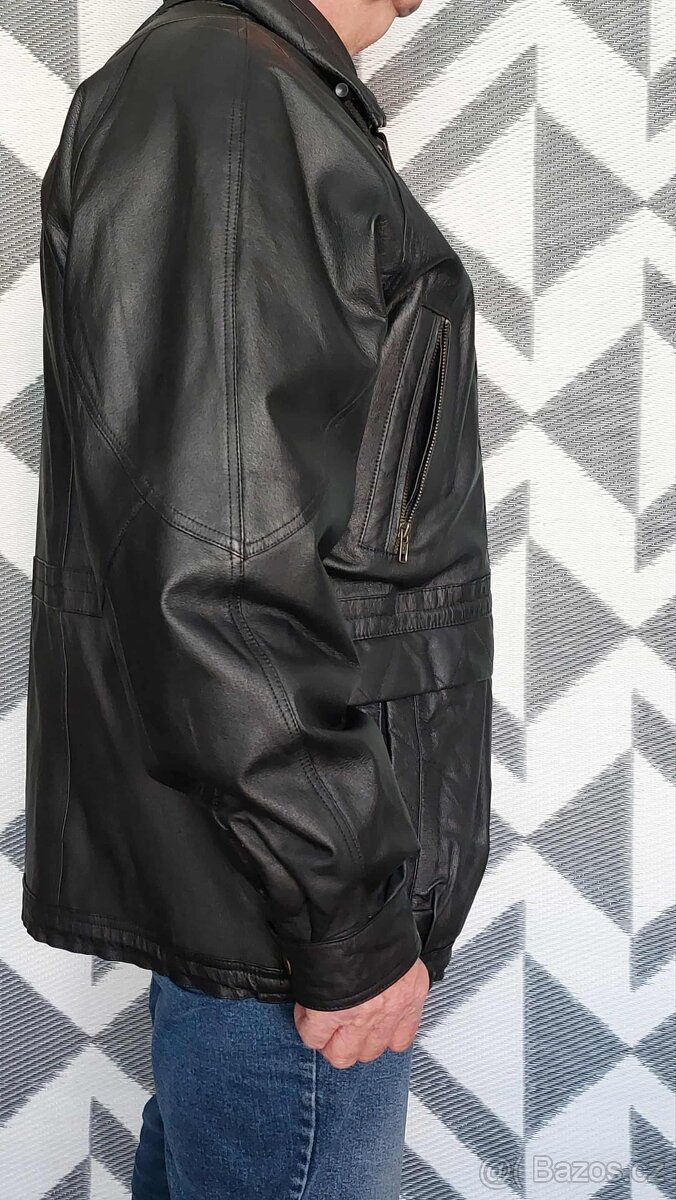 PÁNSKÁ KOŽENÁ BUNDA - PARKA - vel. 54 - 6