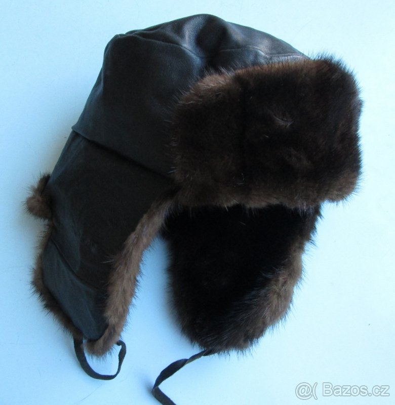 Čepice, ušanka dámská, norek a kůže - 6