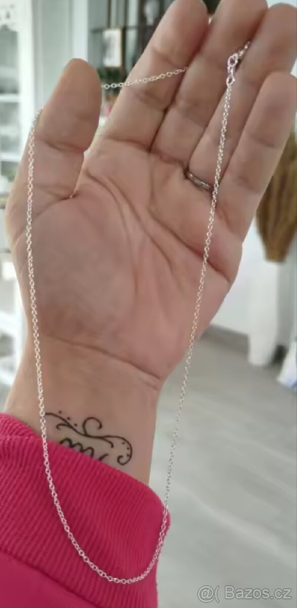 Nový dámský stříbrný náhrdelník 925 délka 45 cm s očky tenký - 6
