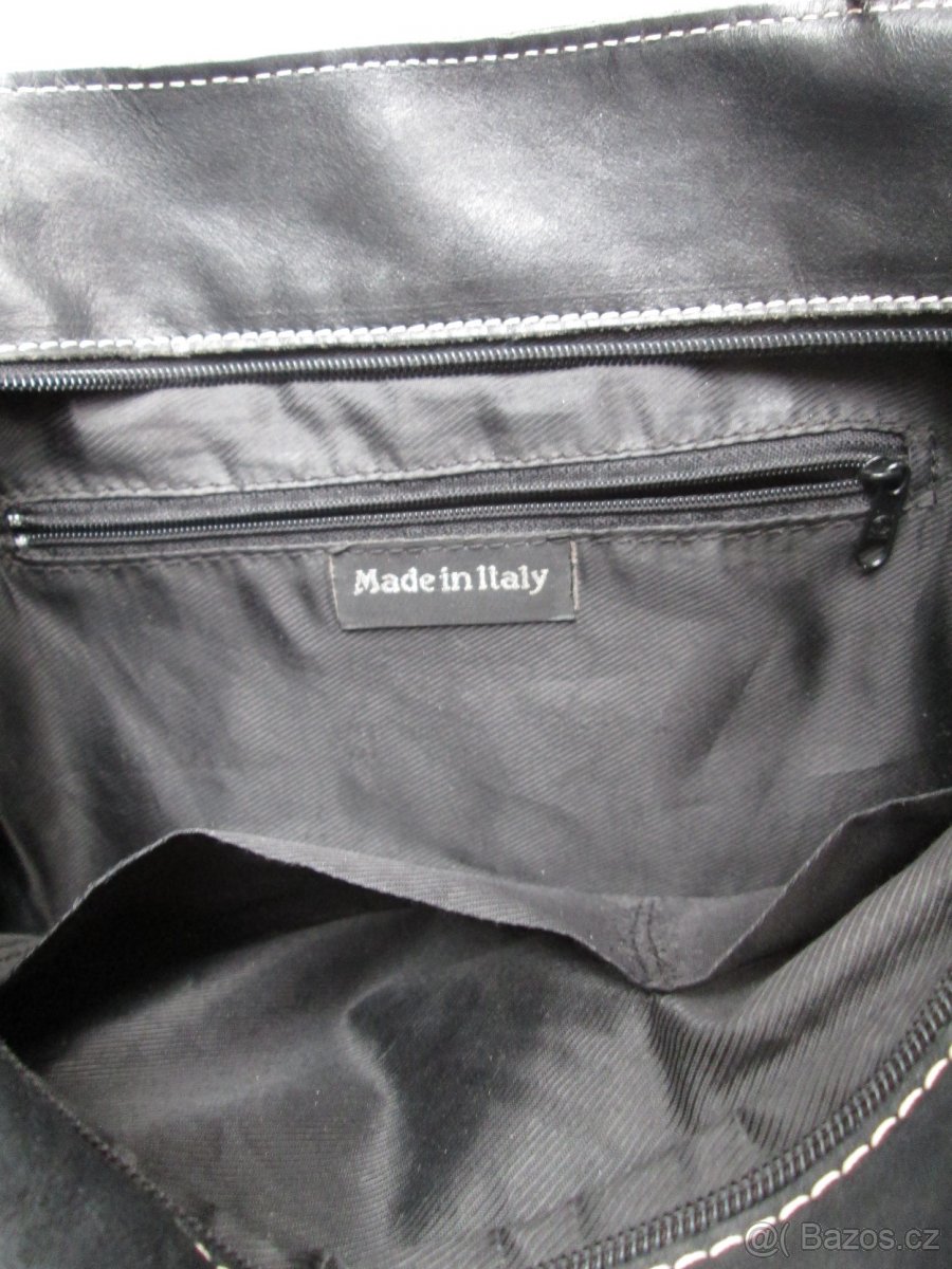 Kabelka přes rameno nebo zápěstí, černá kůže. - 6